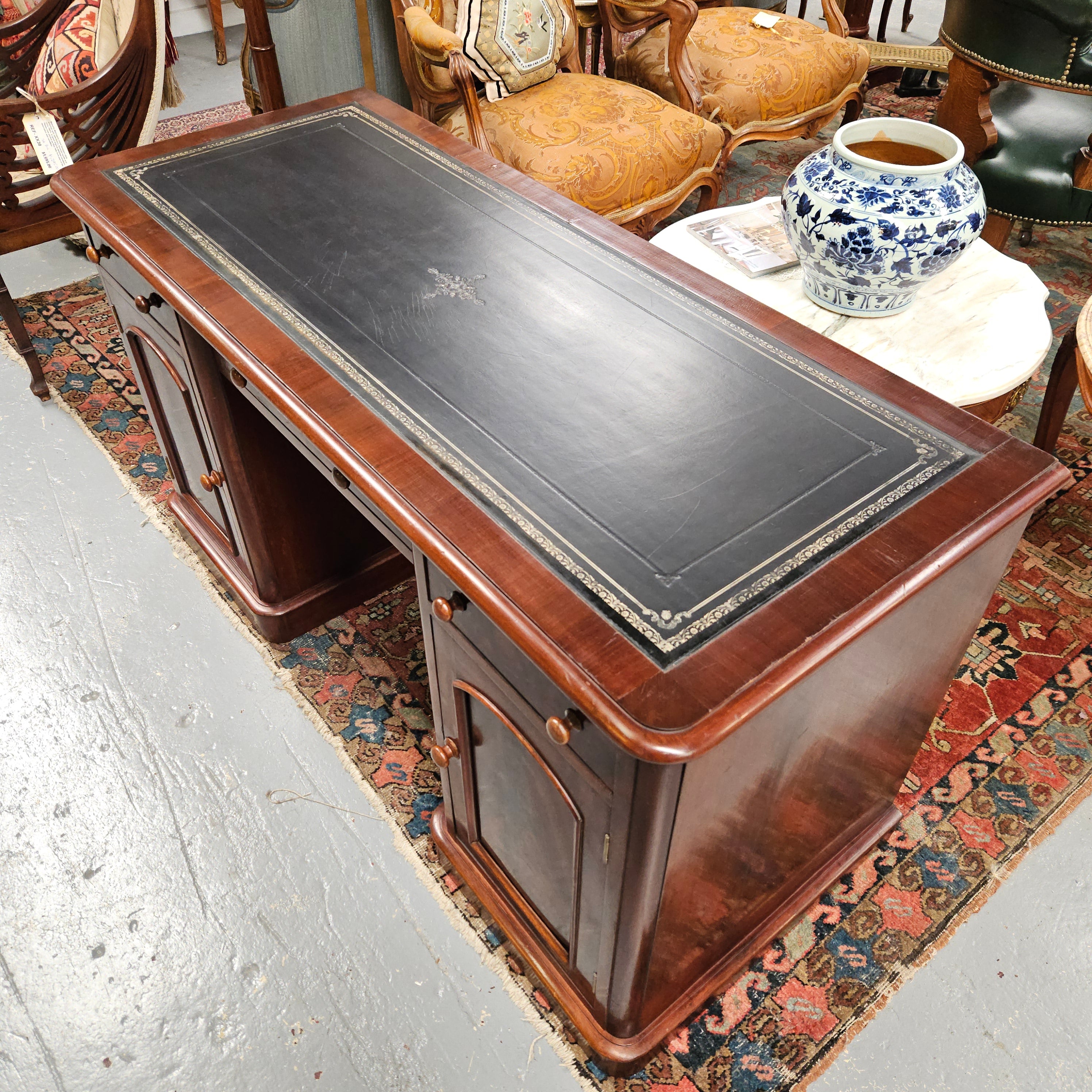 Mid Victorian Leather Top Mahogany Desk | Antique & Vintage | Moonee Ponds Antiques | Australia Wide Delivery