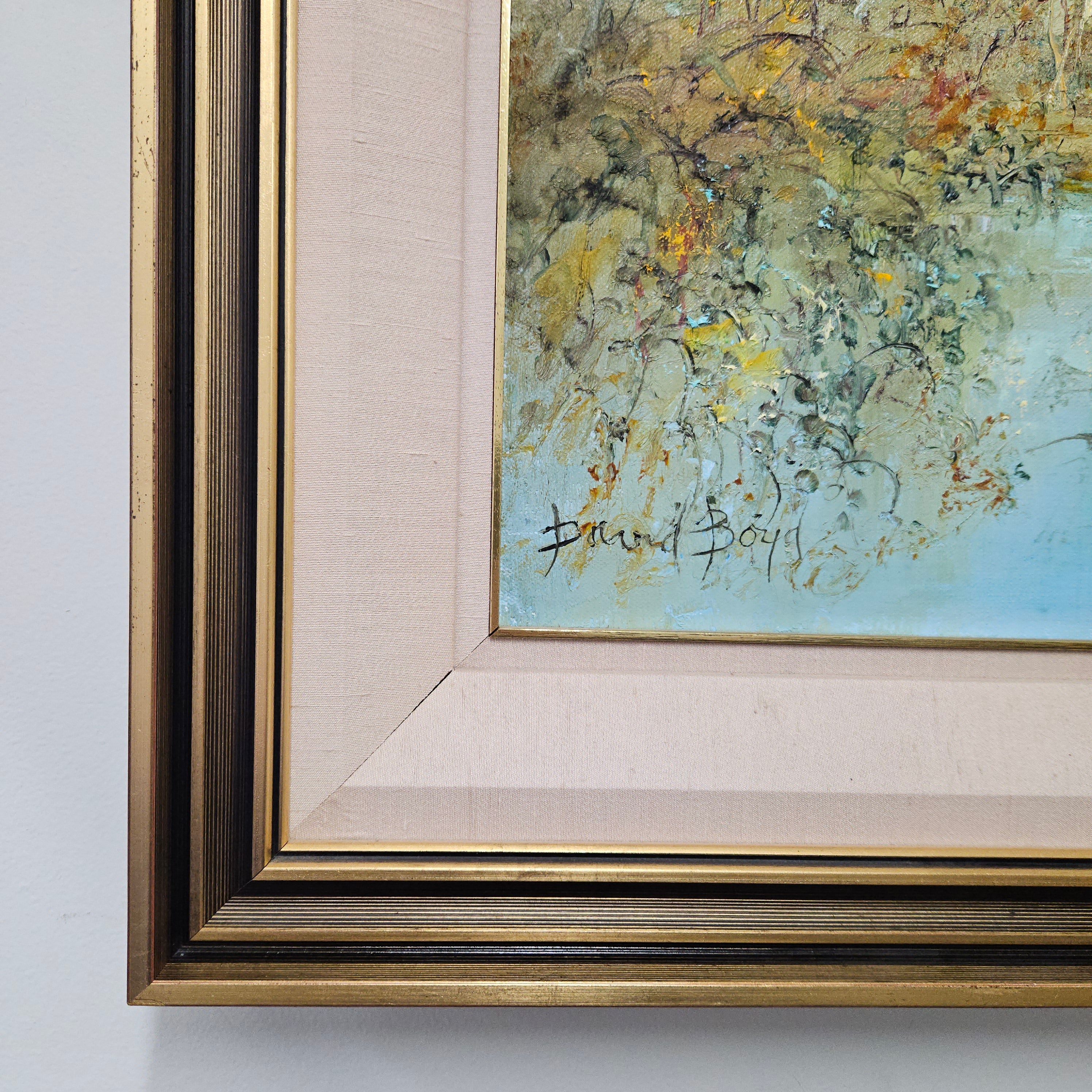 David Boyd Oil on Canvas "Children playing by the River with Birds" | Antique & Vintage | Moonee Ponds Antiques | Australia Wide Delivery