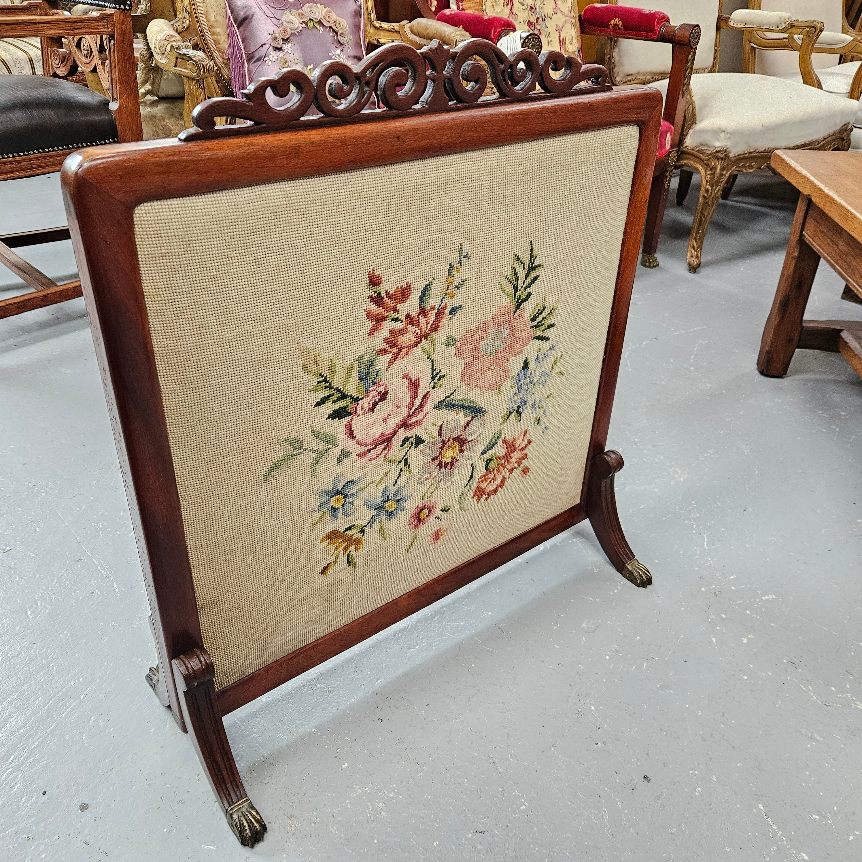 Decorative Tapestry Fire Screen | Antique & Vintage | Moonee Ponds Antiques | Australia Wide Delivery