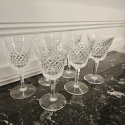 6 Waterford Stemmed Cut Crystal Wine Glasses In The Alana Pattern | Antique & Vintage | Moonee Ponds Antiques | Australia Wide Delivery