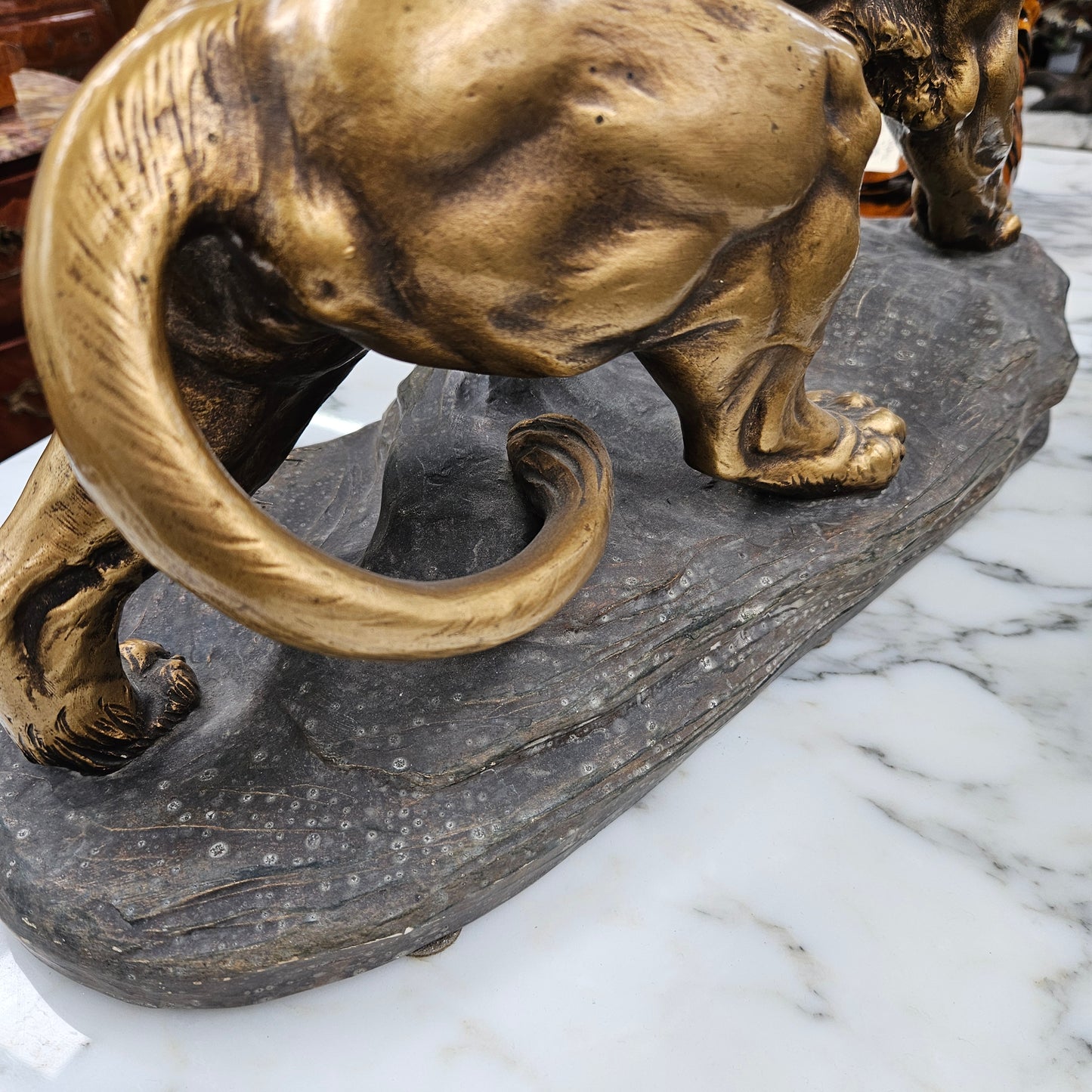 Antique Gilded Terracotta Signed Sculpture