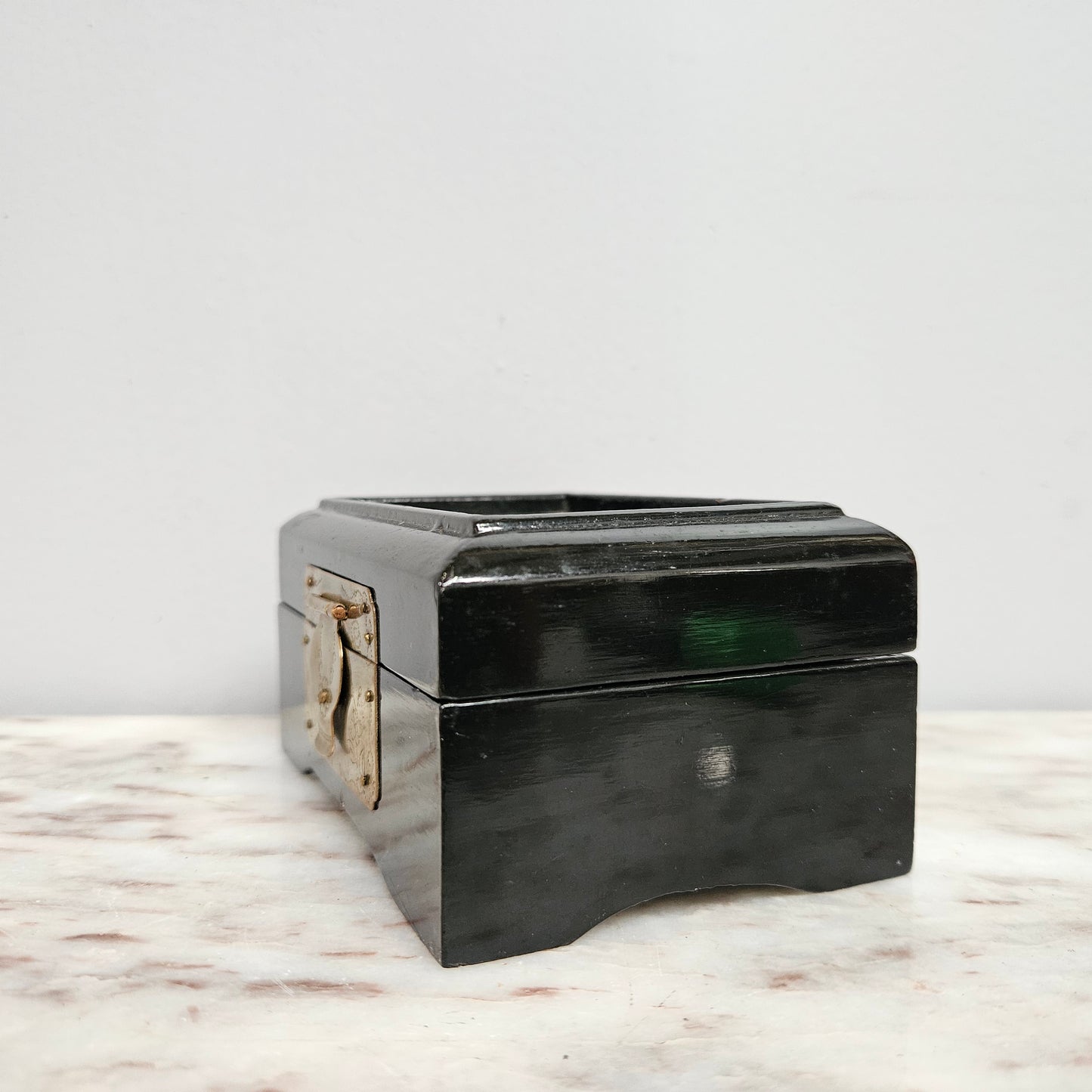 Chinese Lacquer & Brass Trinket Box
