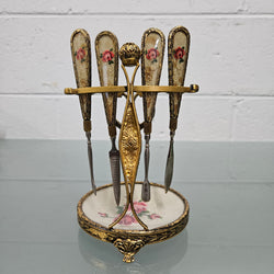 Vintage Five Piece Manicure Set On Stand | Antique & Vintage | Moonee Ponds Antiques | Australia Wide Delivery