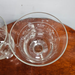Pair Victorian Or Earlier Etched Glass Vases/Candle Holders