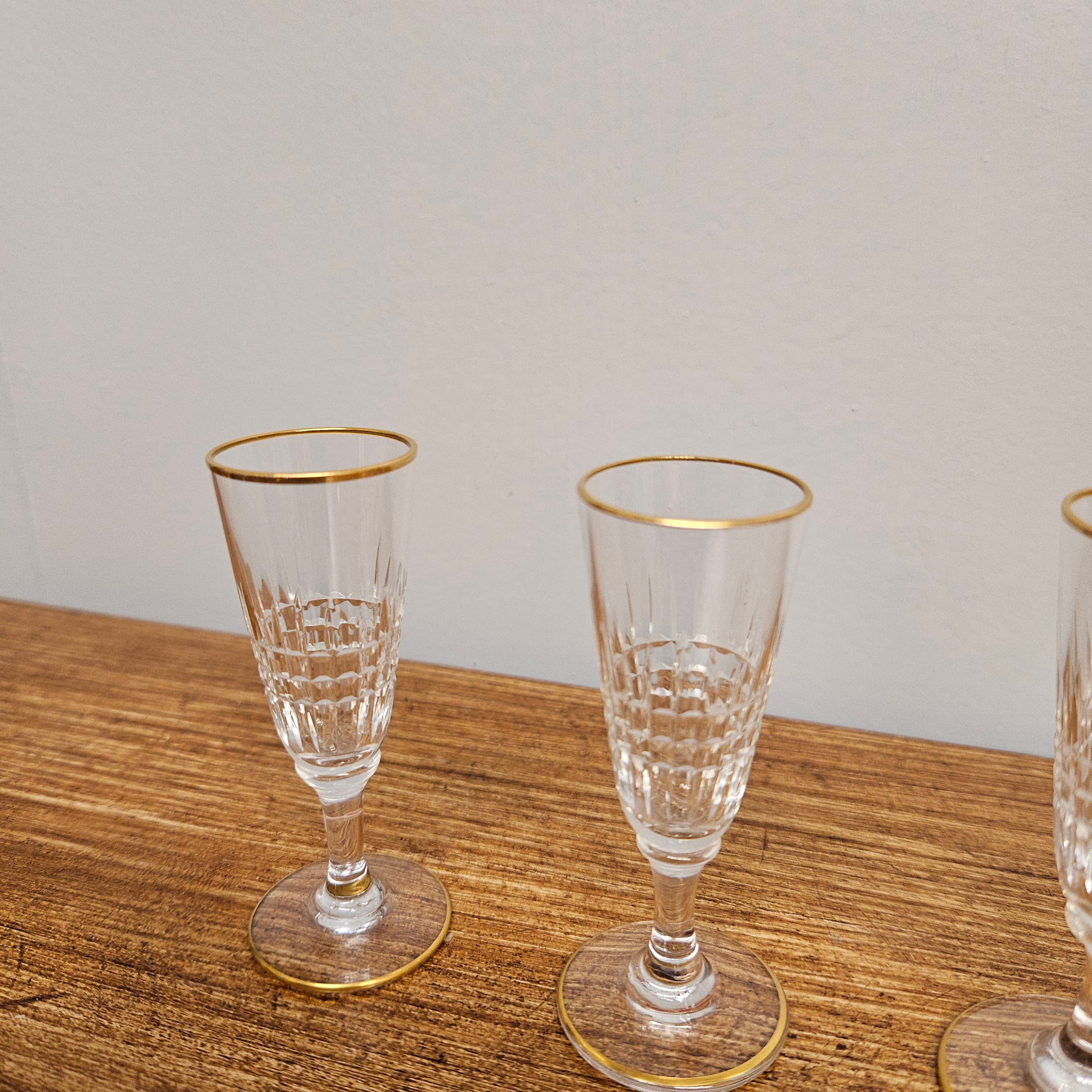 Set Of 6 Stemmed Crystal Liqueur Glasses | Antique & Vintage | Moonee Ponds Antiques | Australia Wide Delivery
