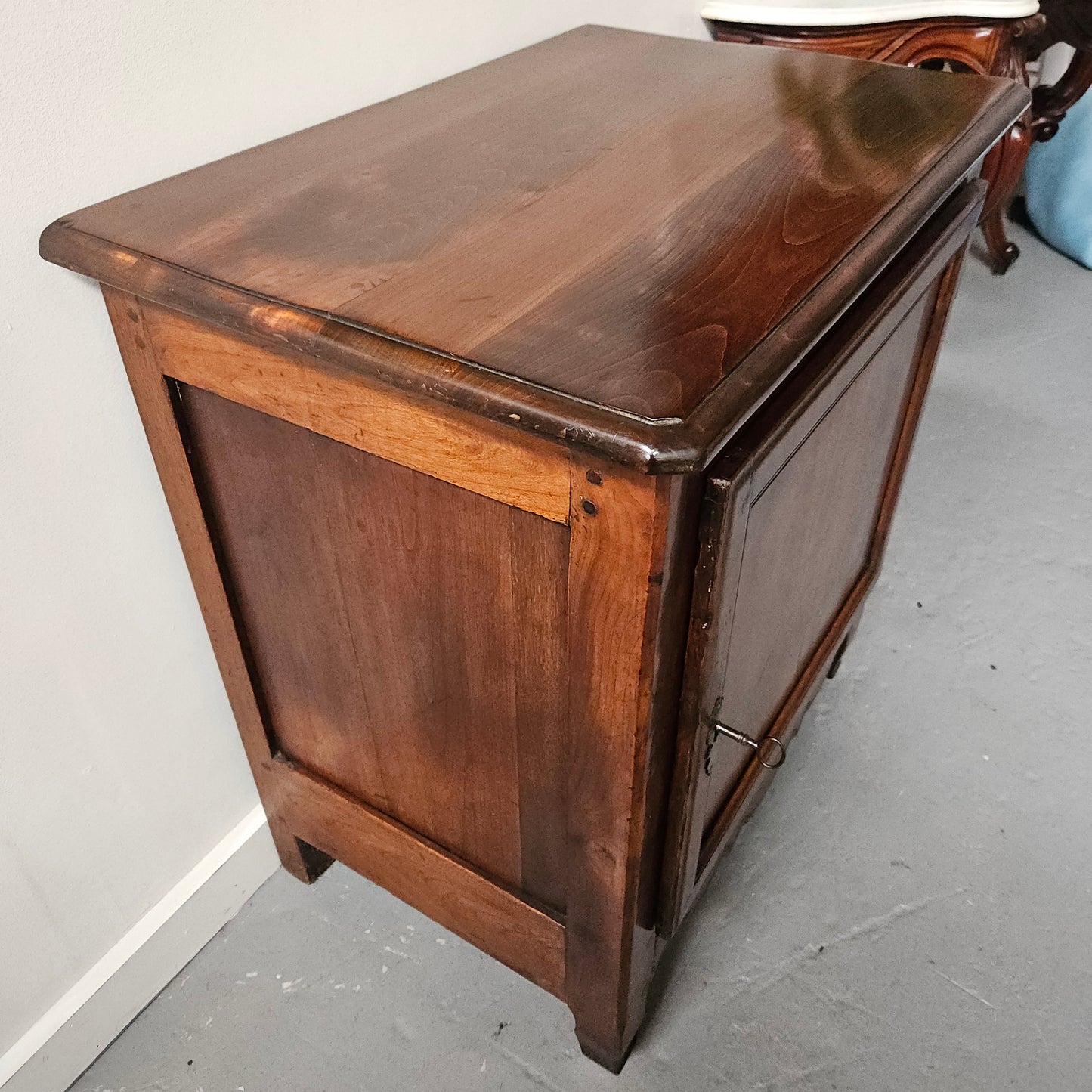 Early 19th Century French Walnut Antique One Door Side Cabinet