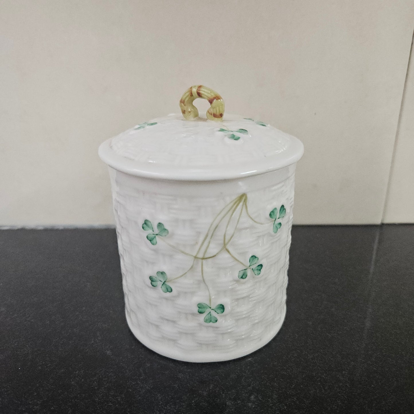 Belleek Shamrock Pattern Small Canister