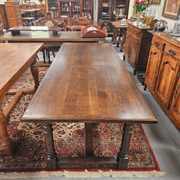 Dark Oak French Pedestal Base Dining Table