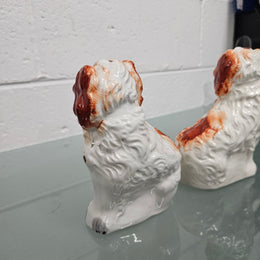 Pair of Antique Staffordshire Spaniels Statues