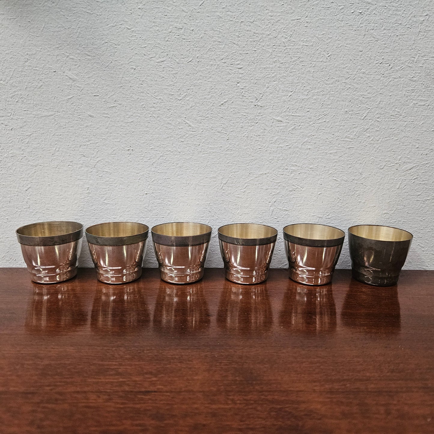 Vintage Leather Cased Shot Cups