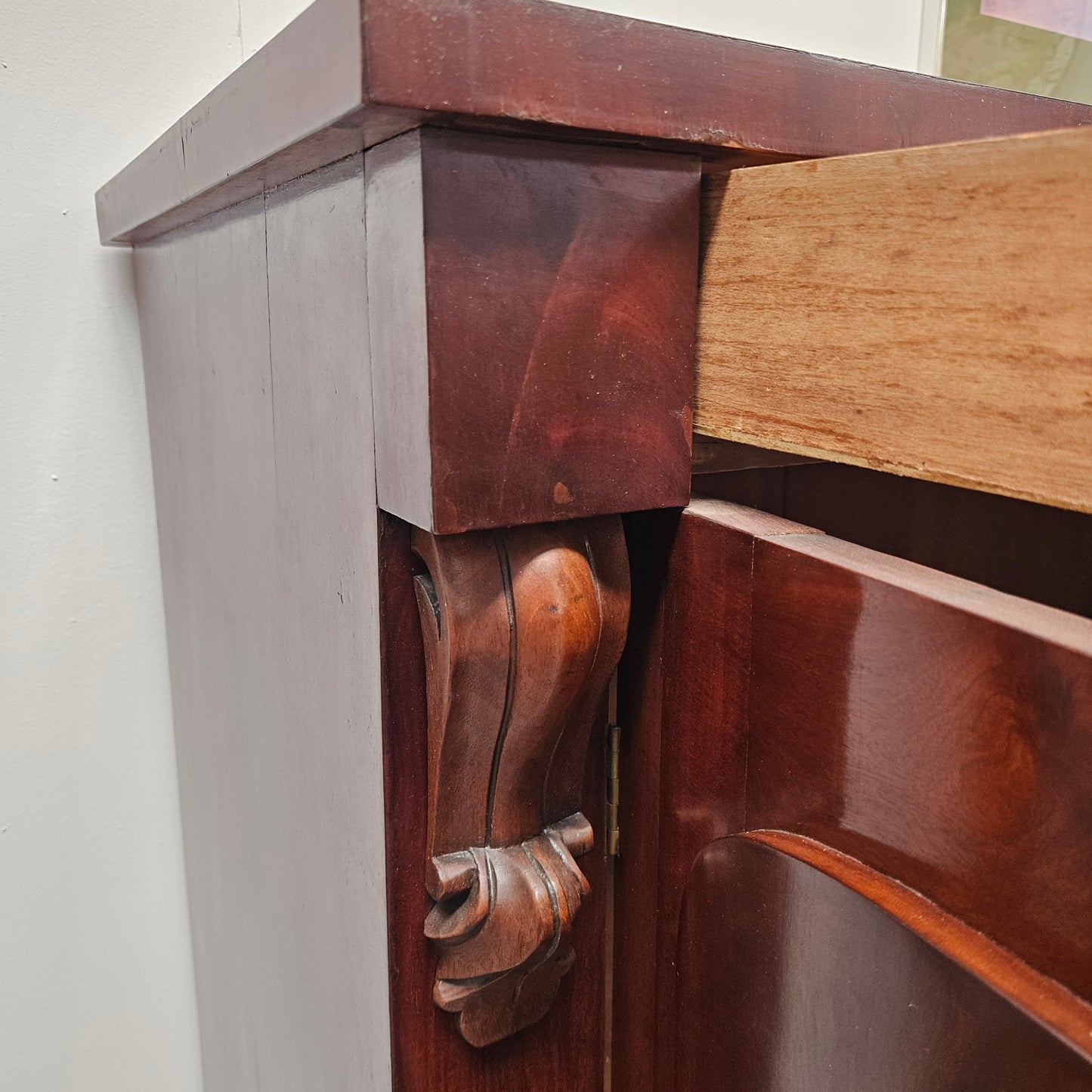 Solid Mahogany Two Door Cabinet With Drawer