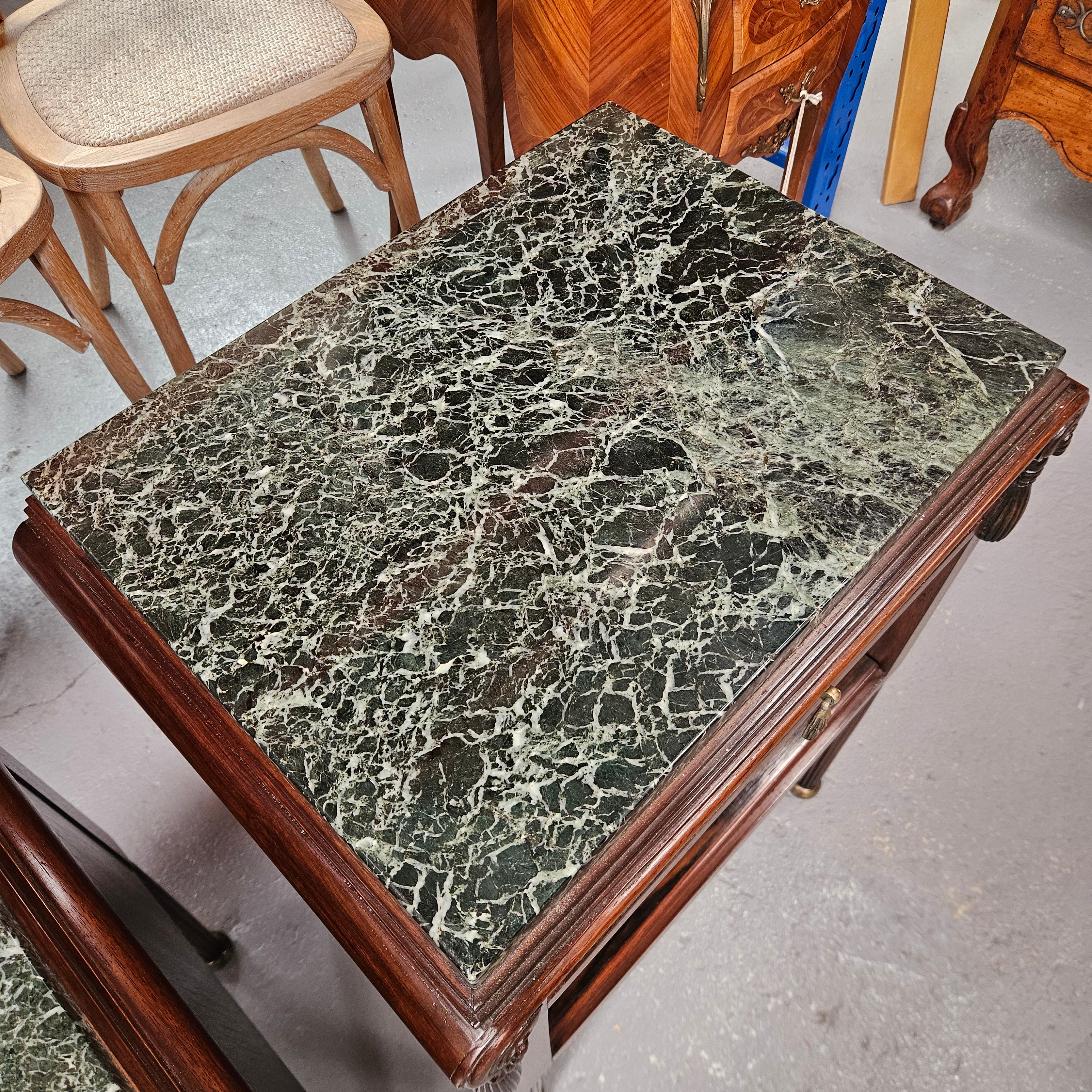 Elegant Pair of French Art Deco Marble Top Bedsides | Antique & Vintage | Moonee Ponds Antiques | Australia Wide Delivery