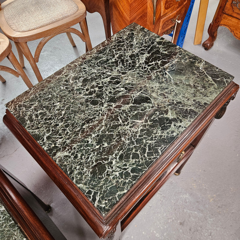 Elegant Pair of French Art Deco Marble Top Bedsides