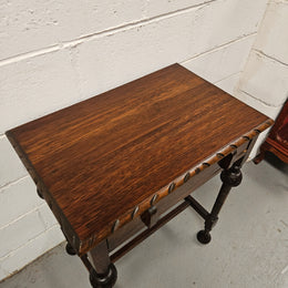 Period Oak Side Table With Drawer