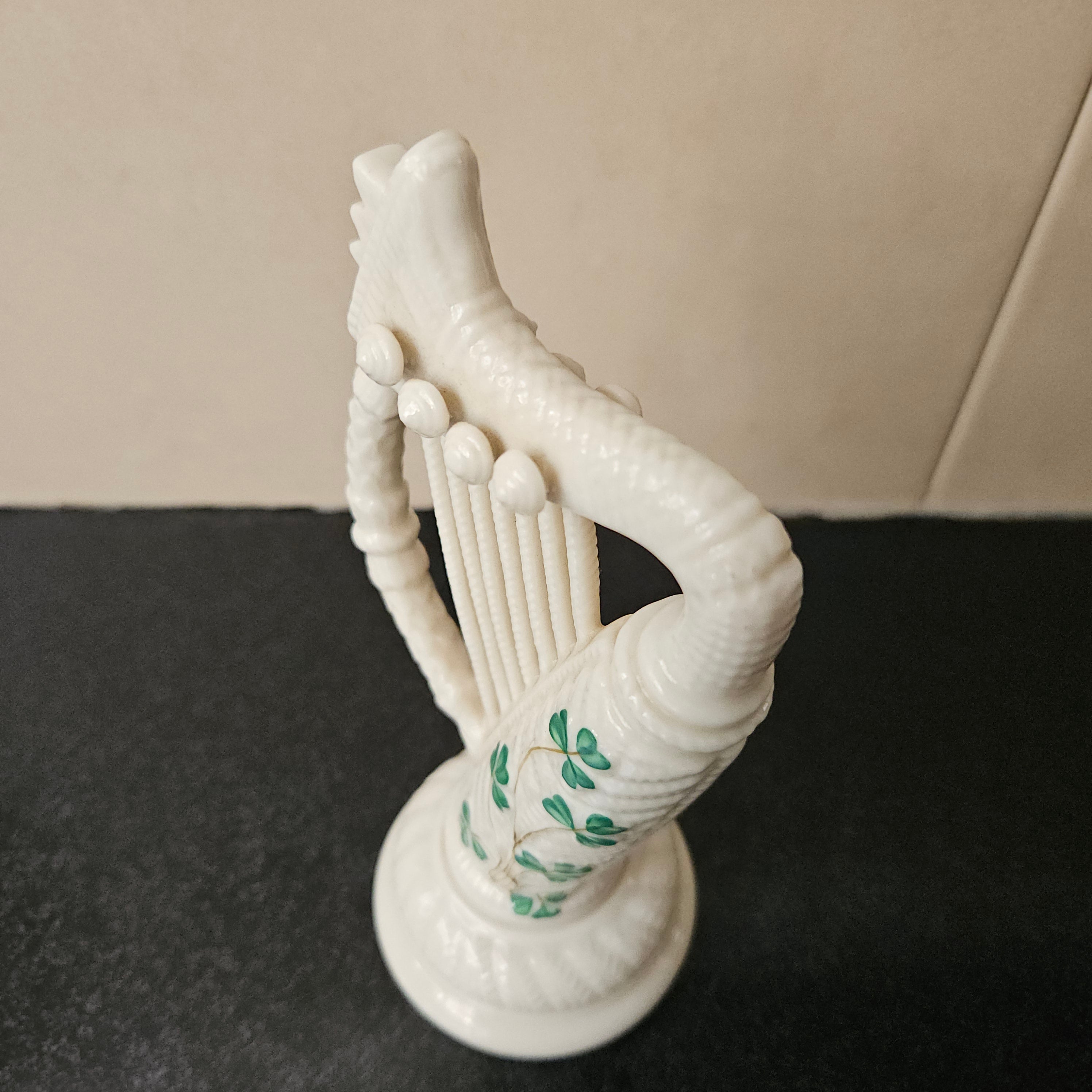 Stunning Belleek Harp with Shamrock Pattern | Antique & Vintage | Moonee Ponds Antiques | Australia Wide Delivery