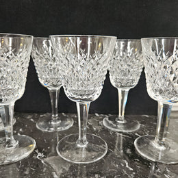 6 Waterford Stemmed Cut Crystal Wine Glasses In The Alana Pattern