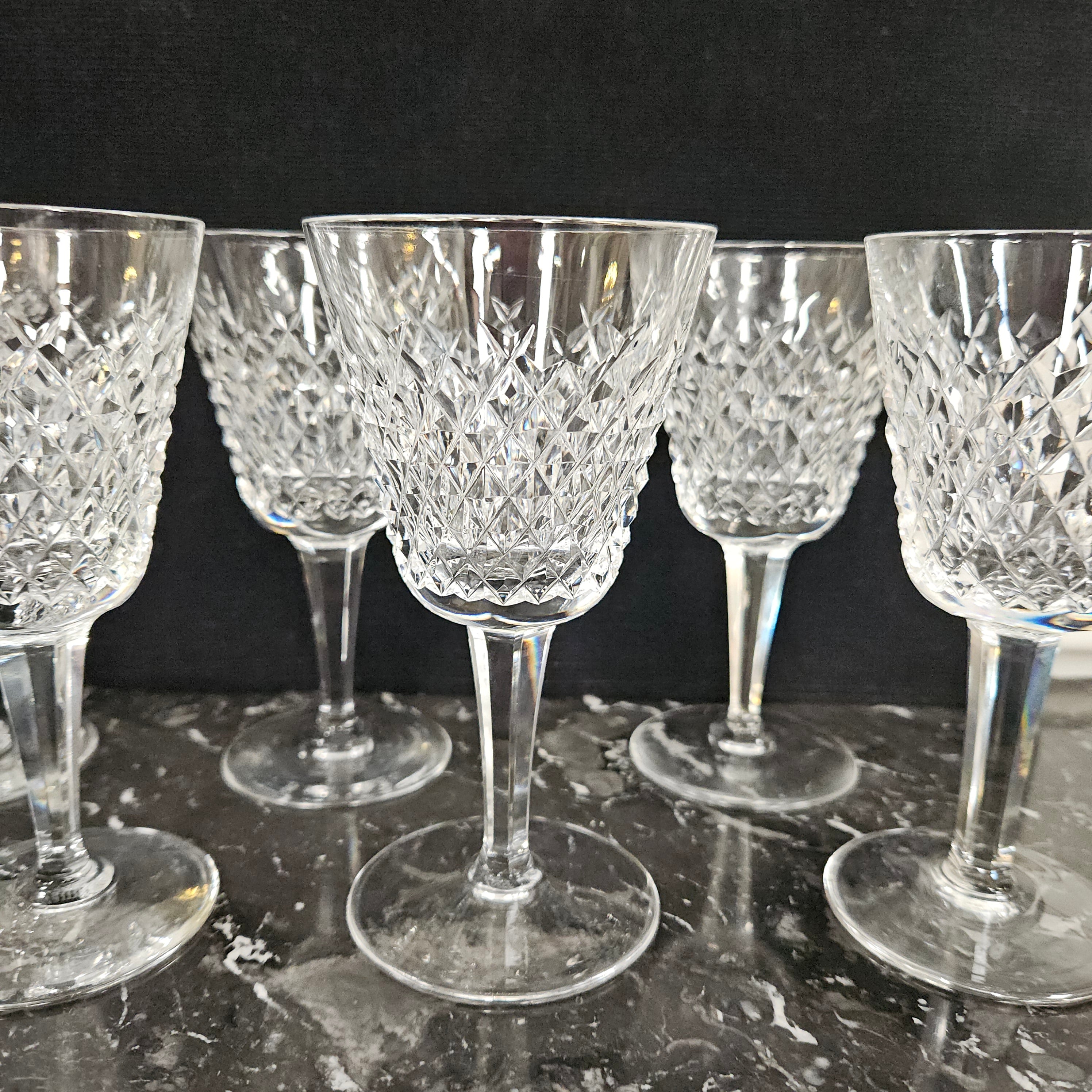 6 Waterford Stemmed Cut Crystal Wine Glasses In The Alana Pattern | Antique & Vintage | Moonee Ponds Antiques | Australia Wide