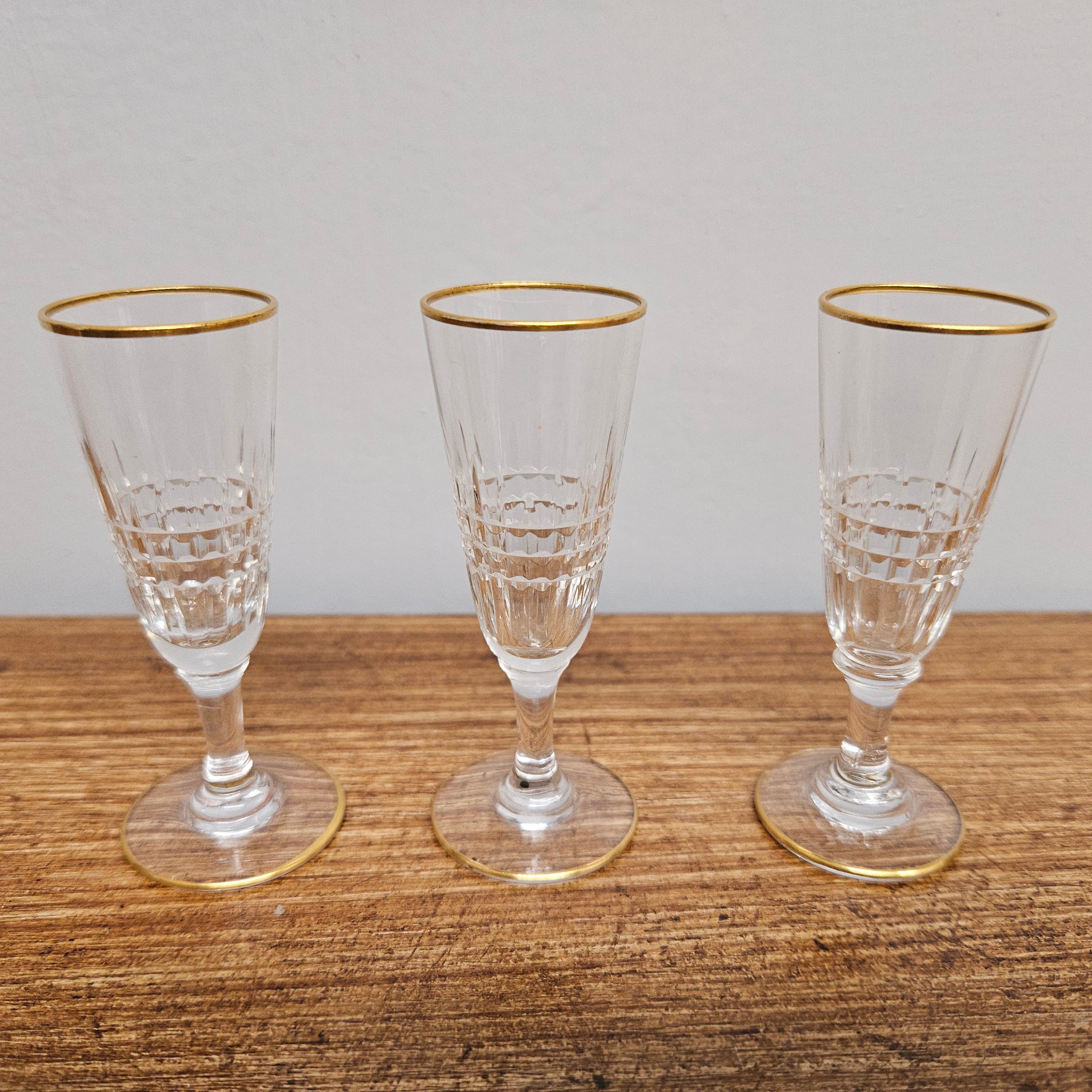 Set Of 6 Stemmed Crystal Liqueur Glasses | Antique & Vintage | Moonee Ponds Antiques | Australia Wide Delivery