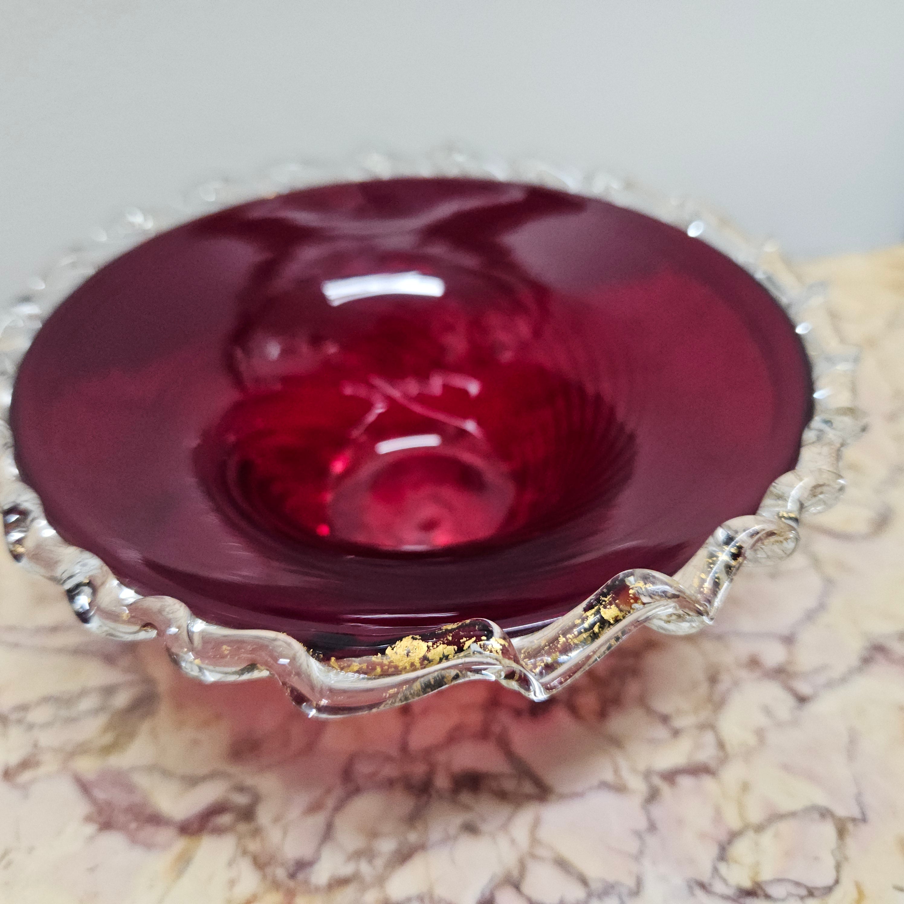 Venetian Ruby & Aventurine Glass Bowl | Antique & Vintage | Moonee Ponds Antiques | Australia Wide Delivery