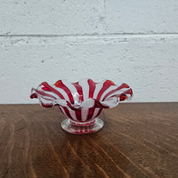 Red & White Murano Latticino Bowl | Antique & Vintage | Moonee Ponds Antiques | Australia Wide Delivery