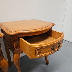Pair of Vintage French Oak Louis 15th Style Single Drawer Bedsides | Antique & Vintage | Moonee Ponds Antiques | Australia Wide Delivery