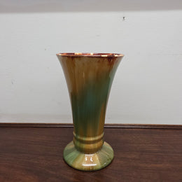 1930s Cornwell Brunswick Pottery Green & Brown Drip Glaze Vase