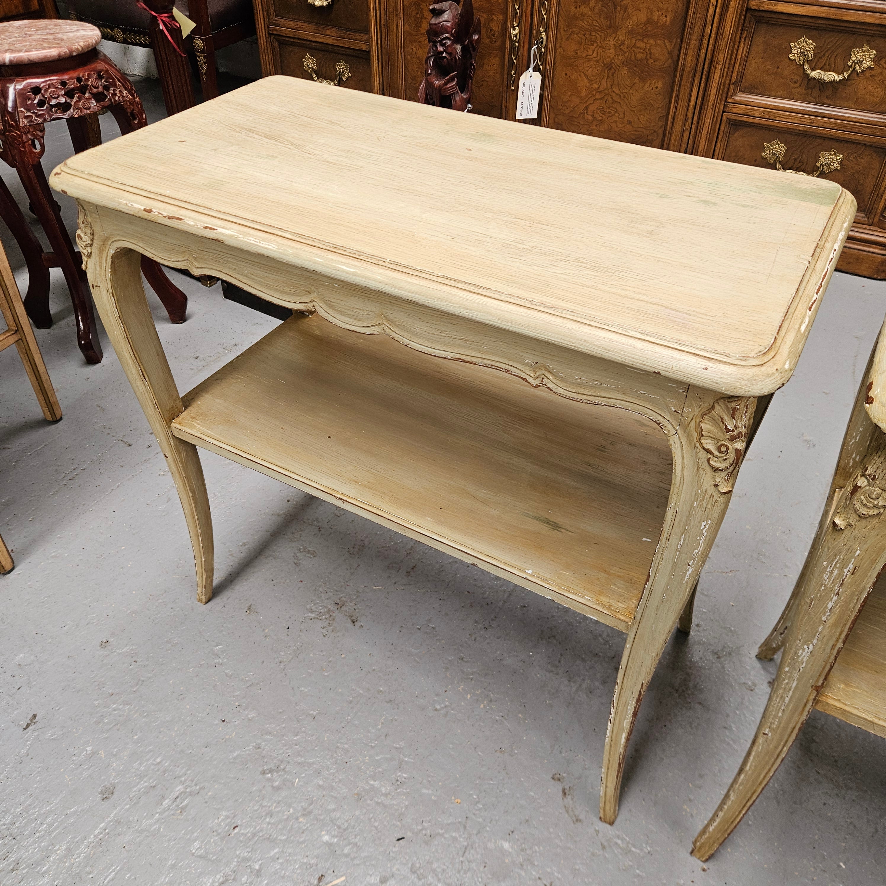 Pair Rustic Oak Shabby Chic Side Tables | Antique & Vintage | Moonee Ponds Antiques | Australia Wide