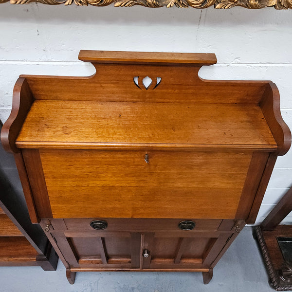Australian blackwood Arts and Crafts secretaire desk. Sourced locally and in good original detailed condition. 