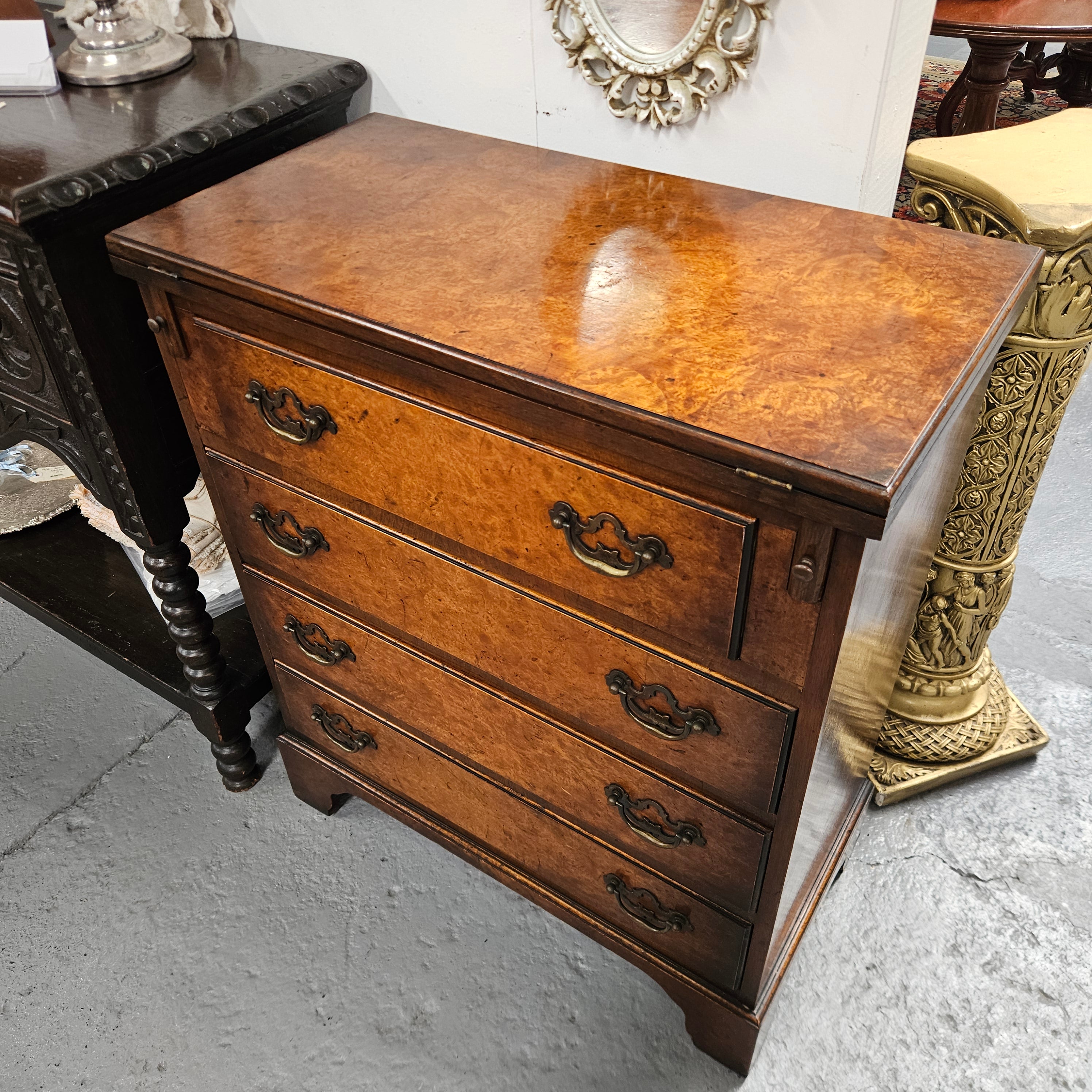 Georgian Style Chest of Drawers With Four Drawers & Flip Top Desk | Antique & Vintage | Moonee Ponds Antiques | Australia Wide Delivery