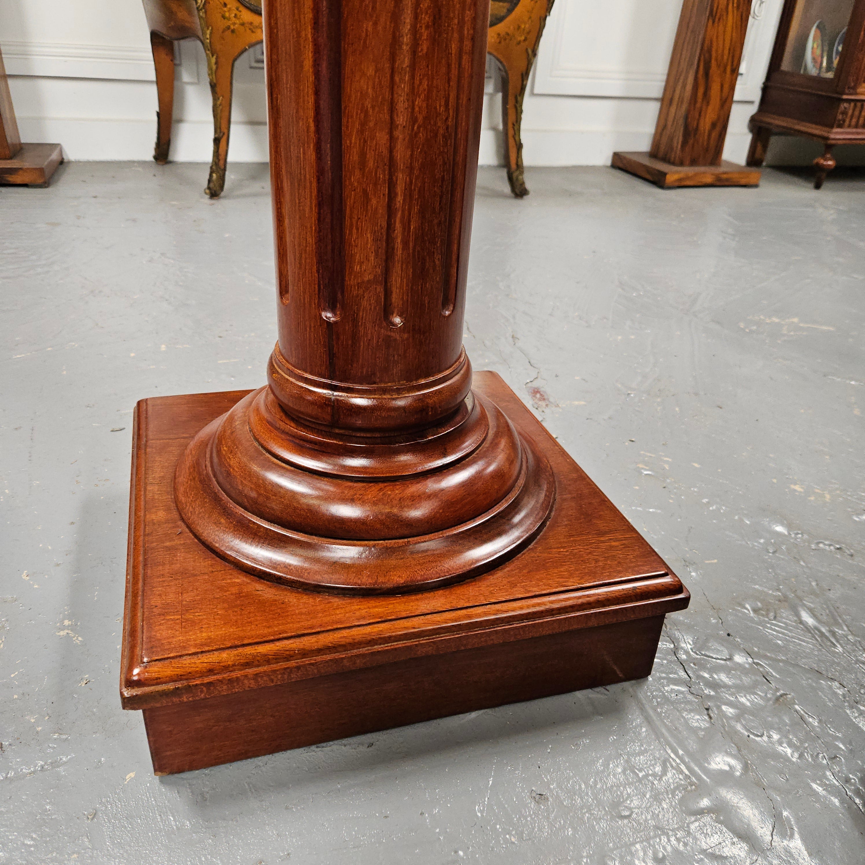 Fluted Mahogany Solid Pedestal | Antique & Vintage | Moonee Ponds Antiques | Australia Wide Delivery