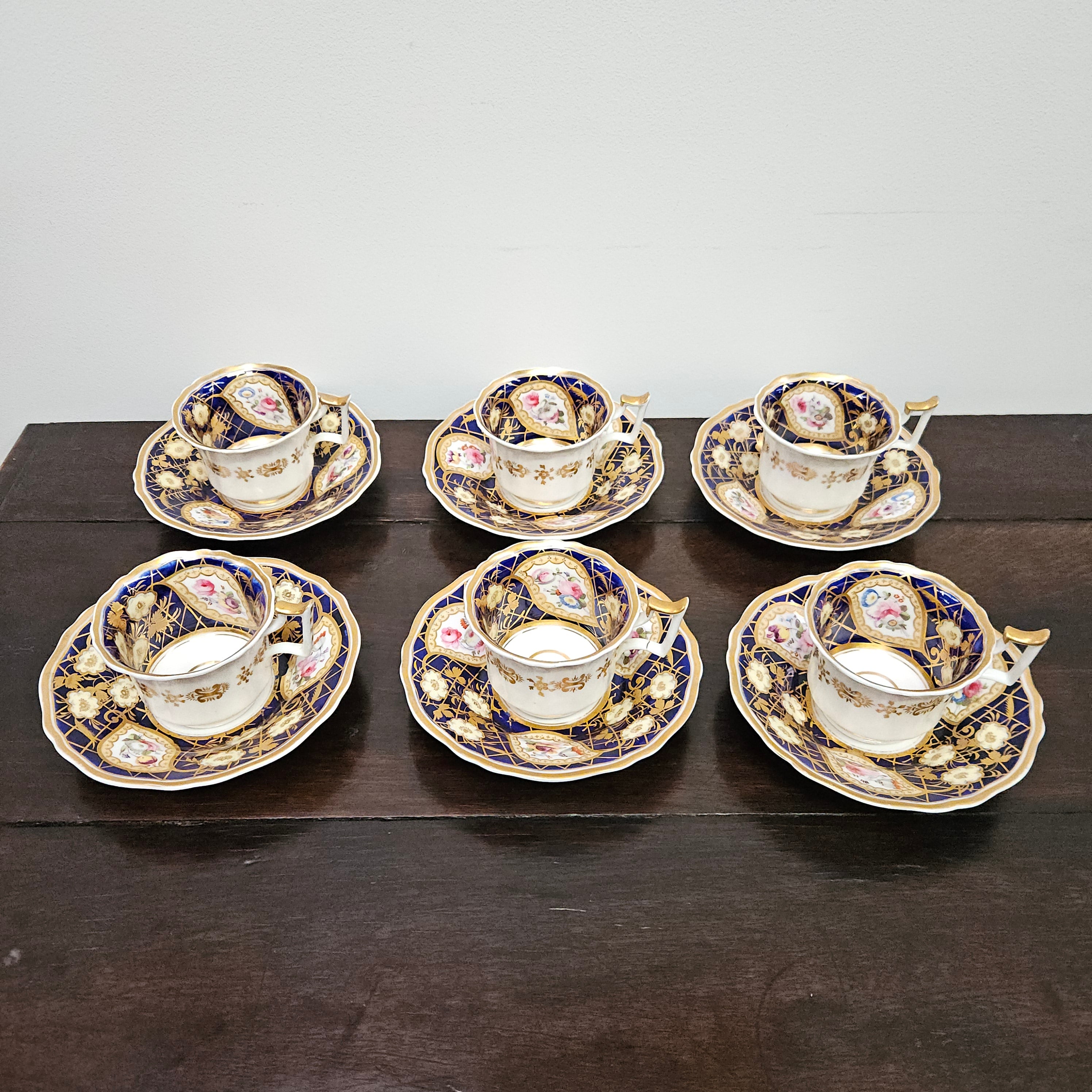 Ridgway Regency Period 6 Hand Painted & Gilded Cups & Saucers | Antique & Vintage | Moonee Ponds Antiques | Australia Wide Delivery