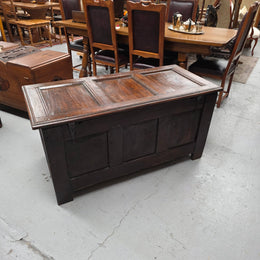 18th Century French Oak Coffer Featuring Beautiful Carvings