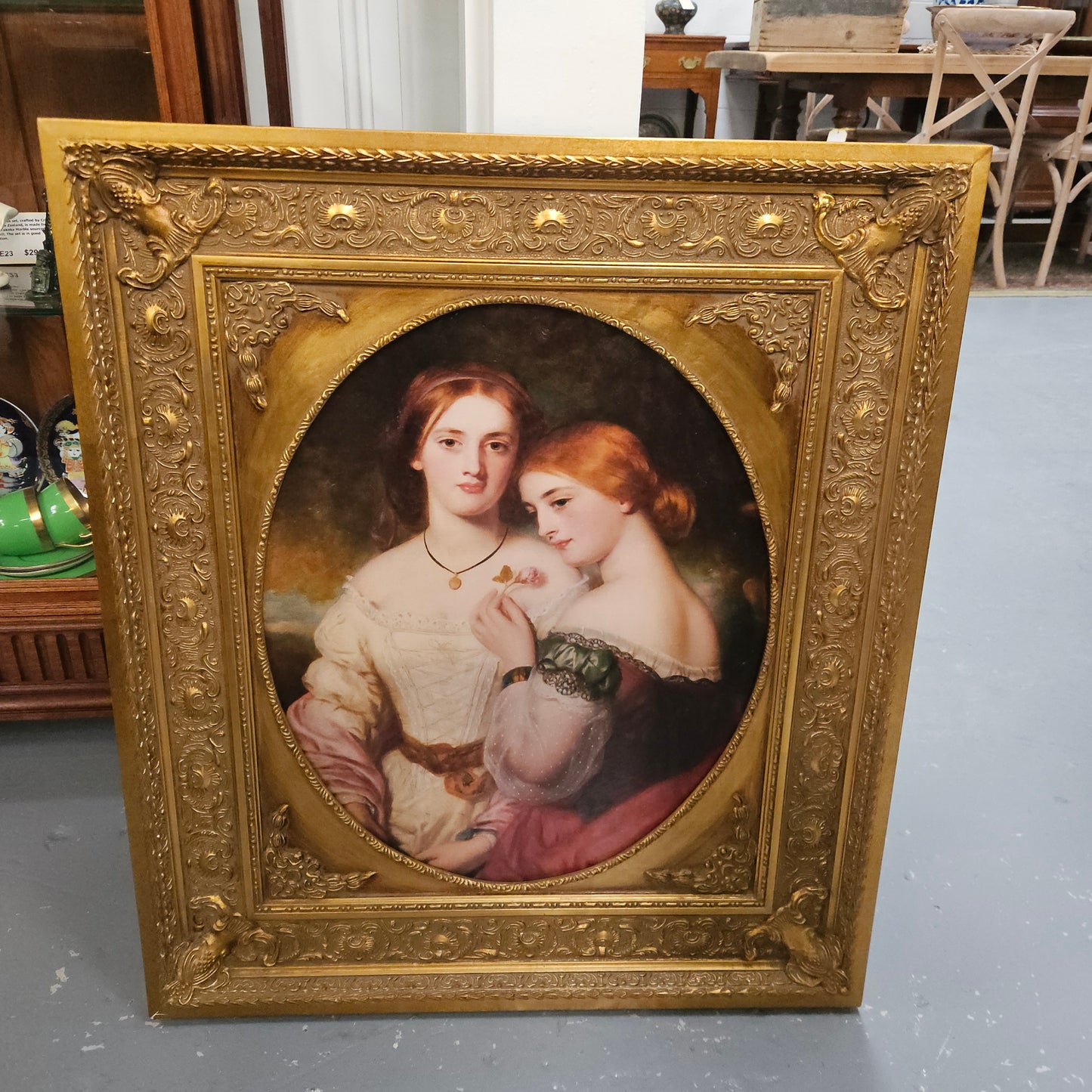 Vintage Wooden Gilt Frame Oleograph Print