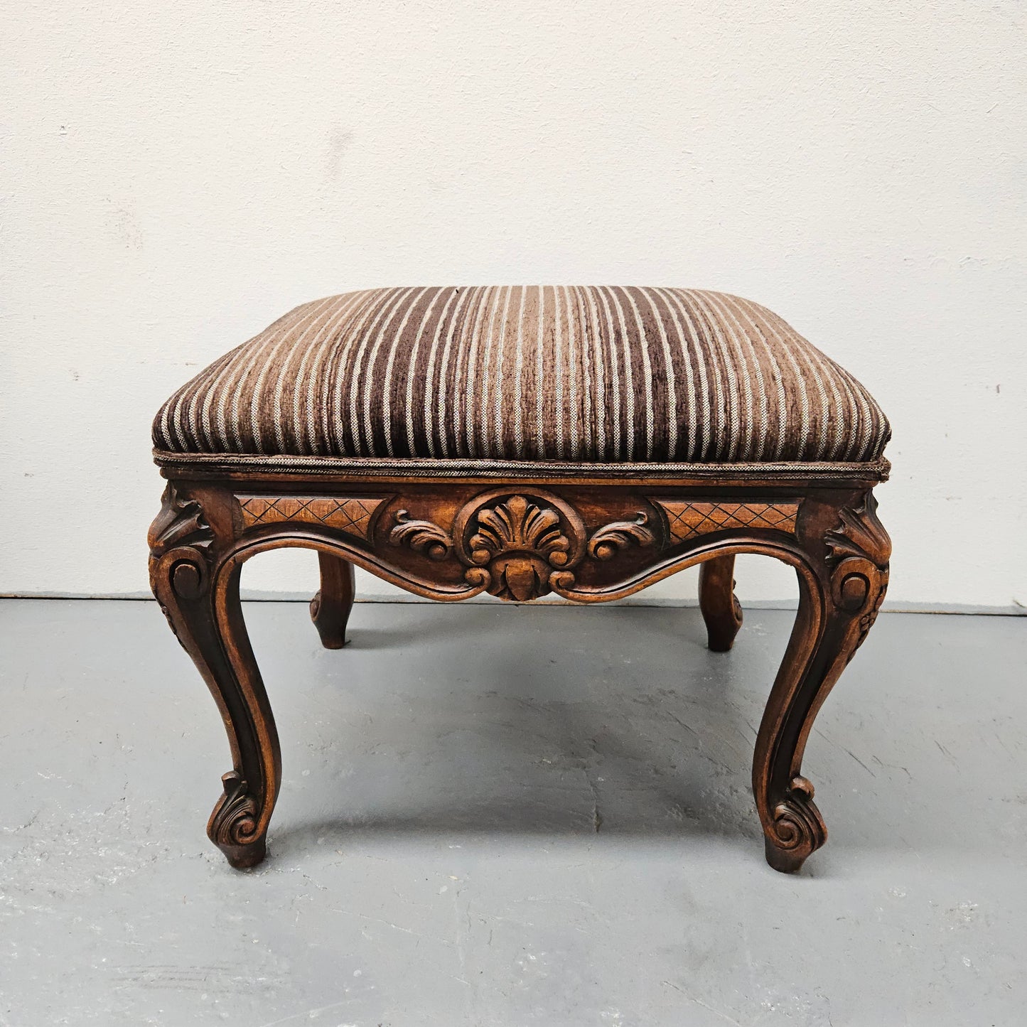 French Oak Louis XV Style Upholstered Footstool