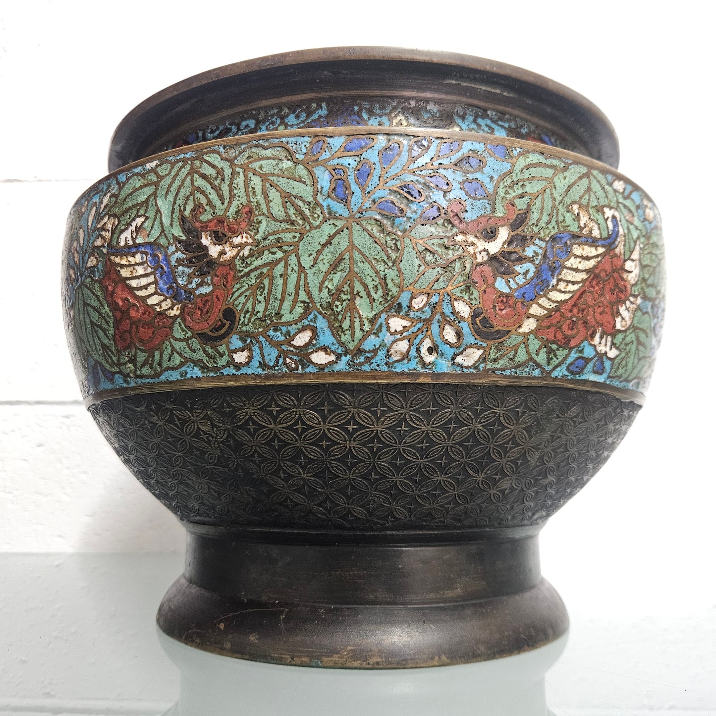 Antique Chinese Bronze & Cloisonne Planter