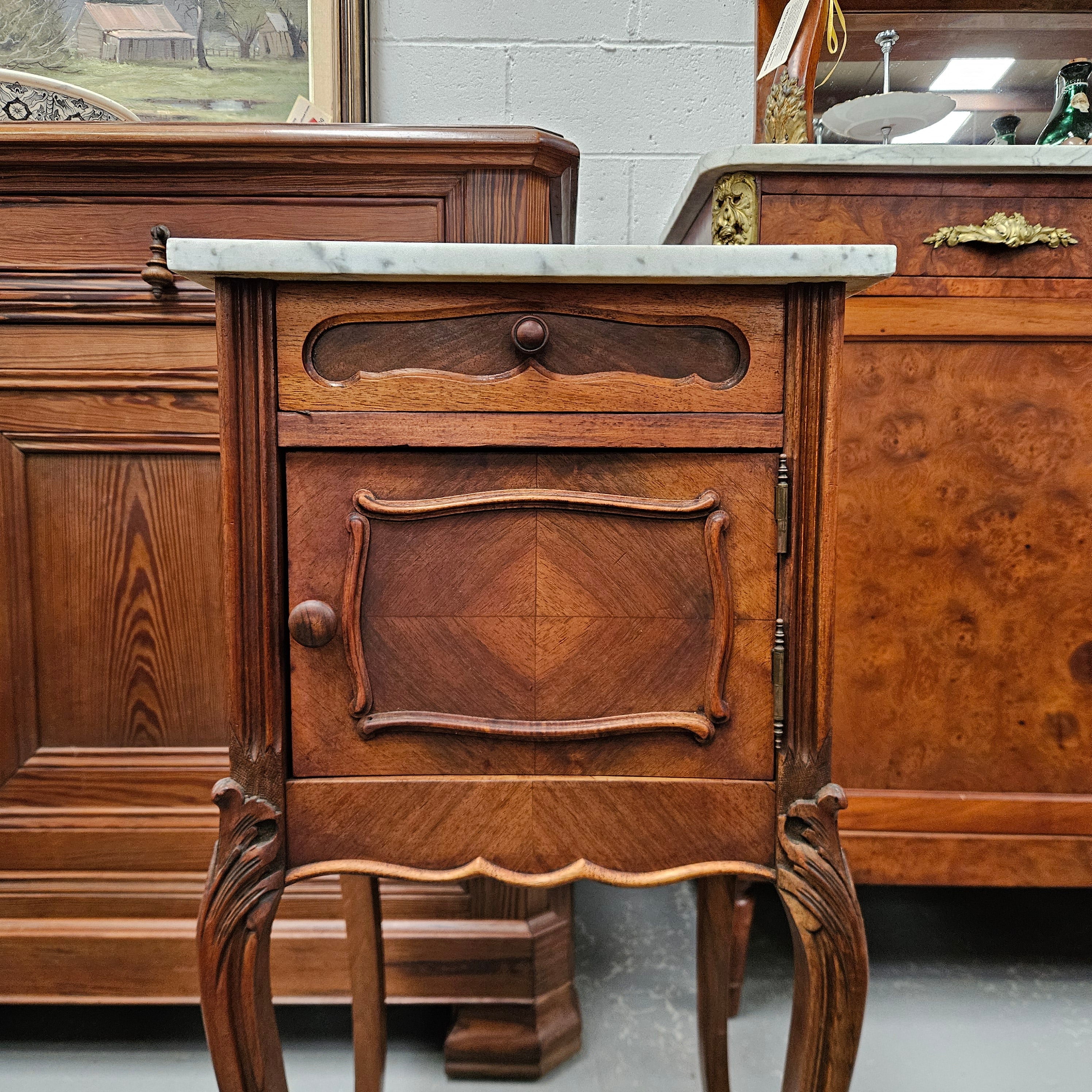 Louis XV Style Marble Top Single Bedside