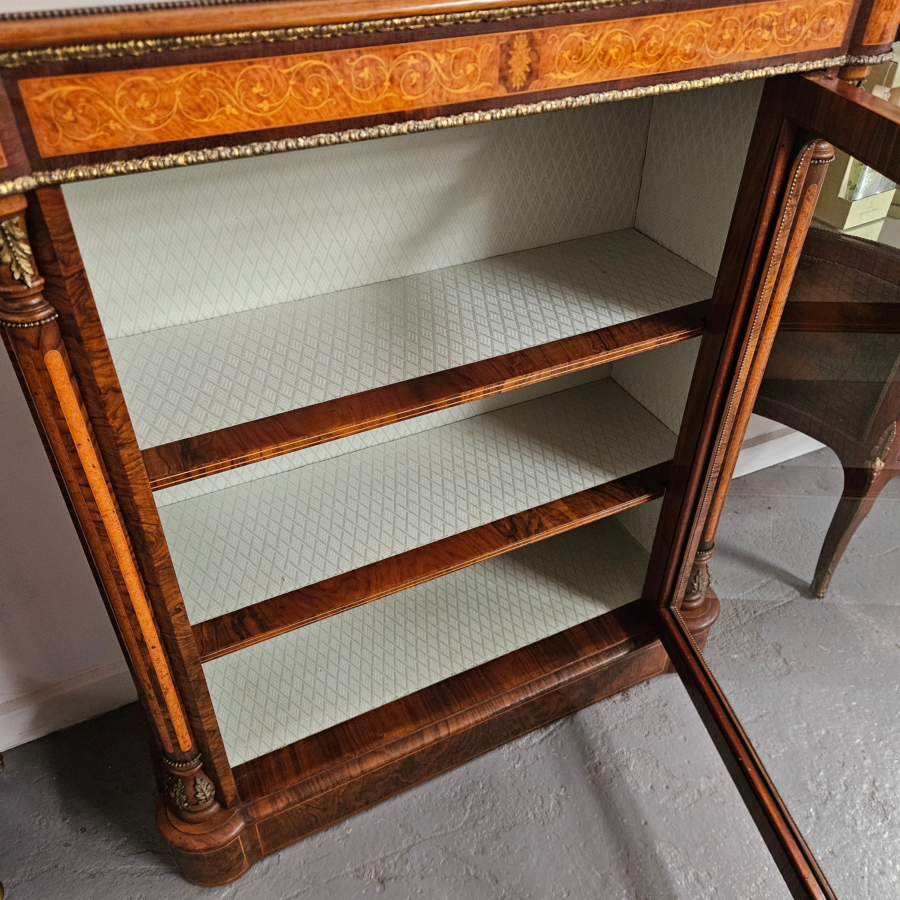 Beautiful Figured Walnut Victorian Inlaid Piers Cabinet | Antique & Vintage | Moonee Ponds Antiques | Australia Wide Delivery
