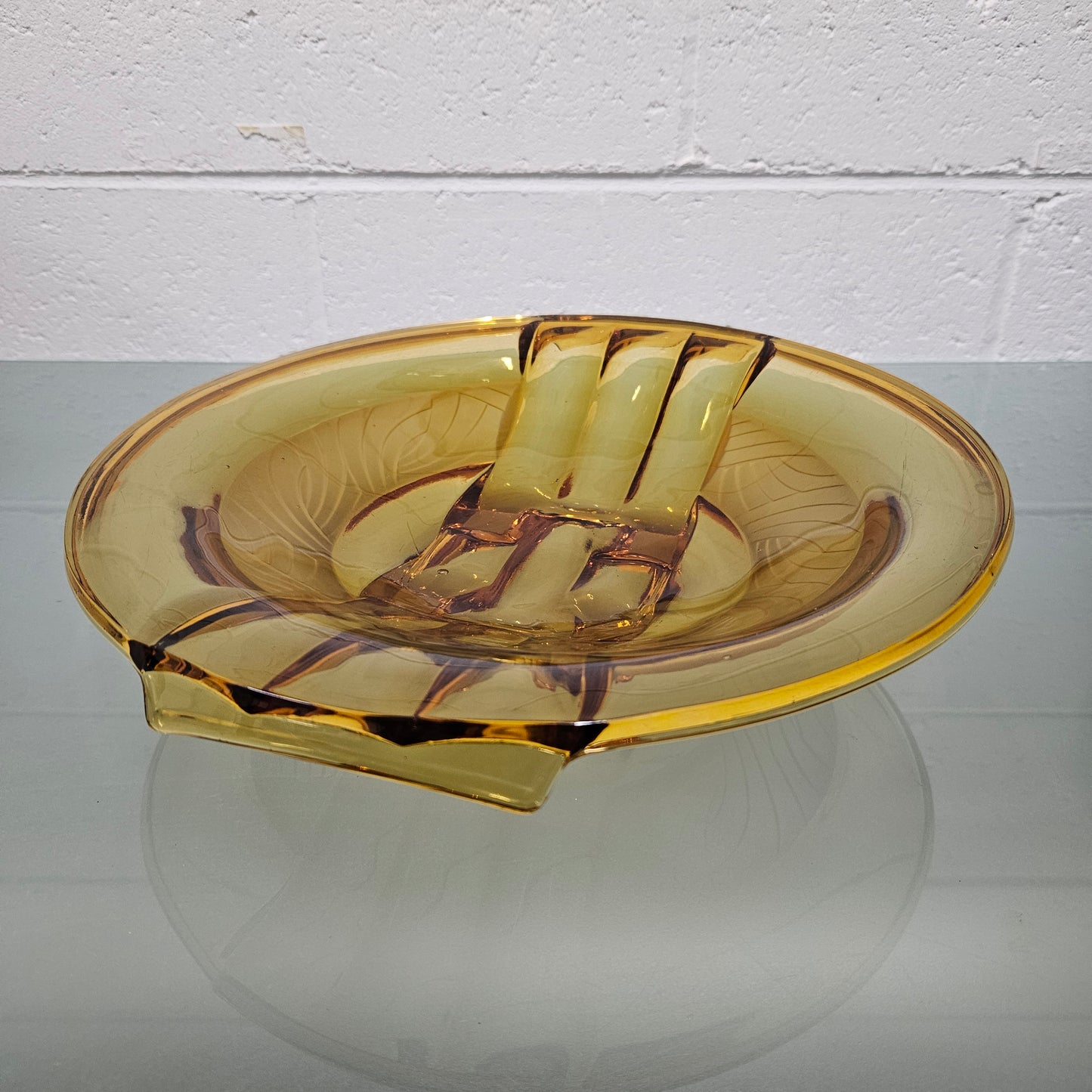 Art Deco Amber Glass Float Bowl