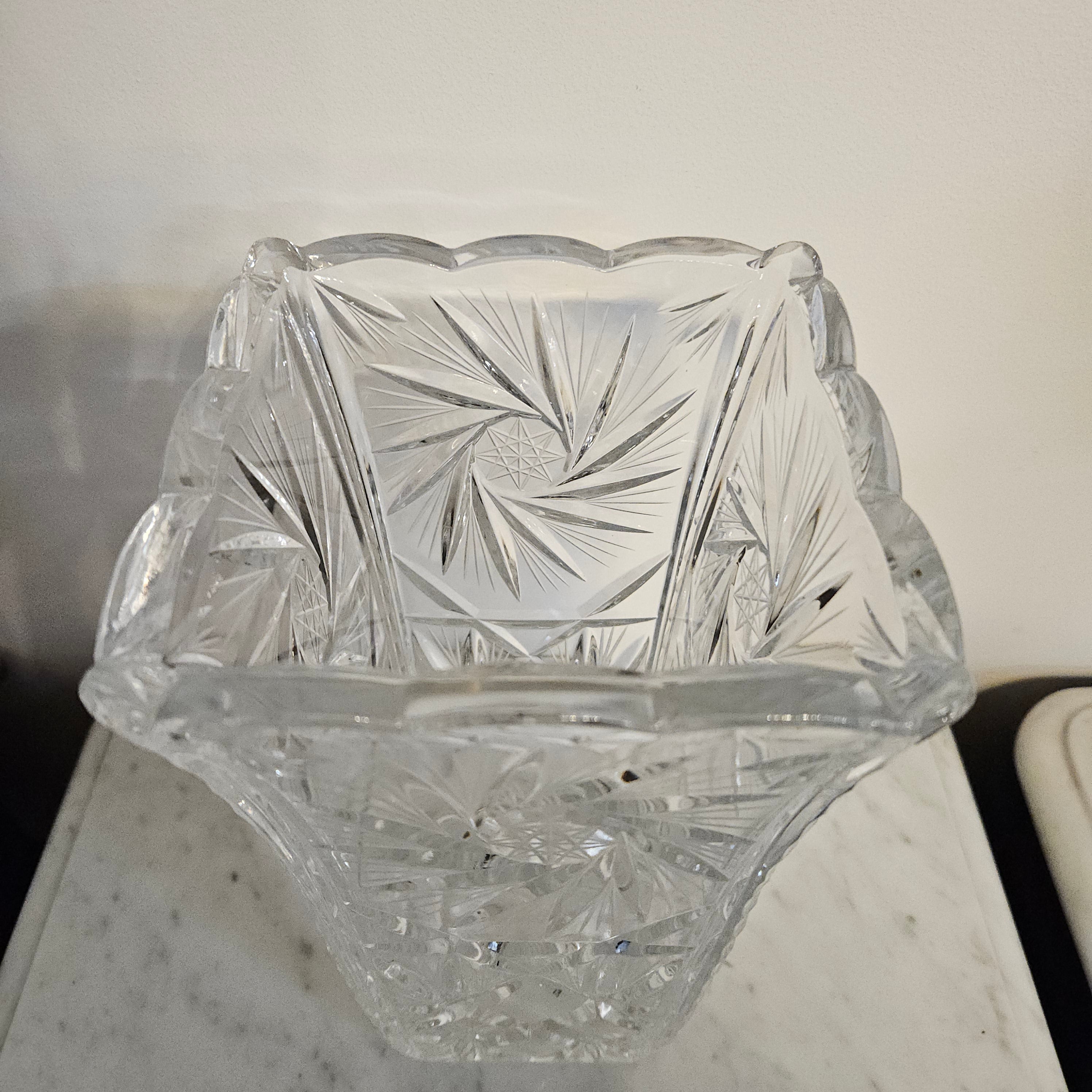 Large Hand Cut Crystal Vase | Antique & Vintage | Moonee Ponds Antiques | Australia Wide Delivery