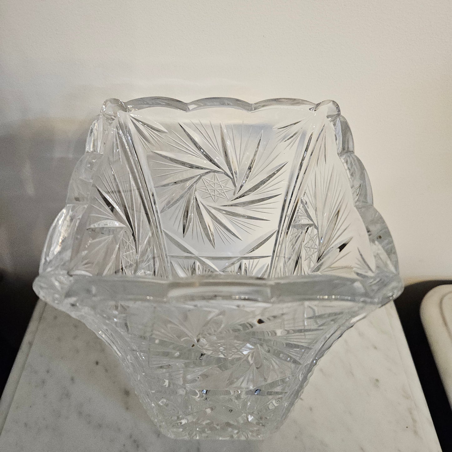 Large Hand Cut Crystal Vase