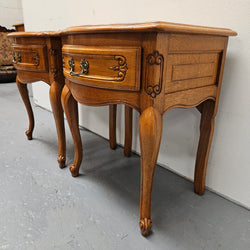 Pair of Vintage French Oak Louis 15th Style Single Drawer Bedsides | Antique & Vintage | Moonee Ponds Antiques | Australia Wide Delivery