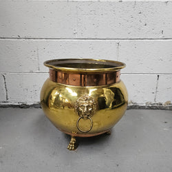 French Brass and Copper Lion Head Jardinière | Antique & Vintage | Moonee Ponds Antiques | Australia Wide Delivery