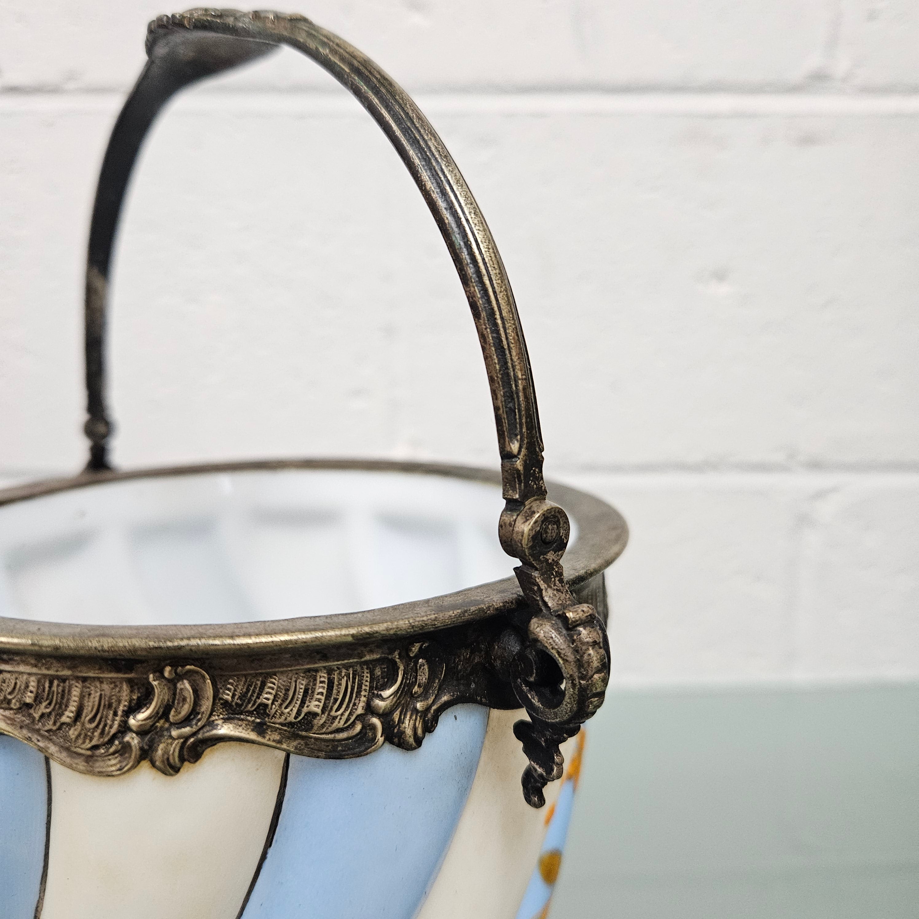 Antique Victorian Milk Glass Hand Painted Bucket | Antique & Vintage | Moonee Ponds Antiques | Australia Wide Delivery