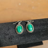 Vintage Oval Malachite & Sterling Silver Drop Earrings