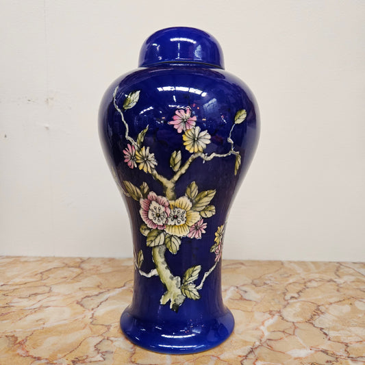 Crown Devon Cobalt Blue Lidded Vase