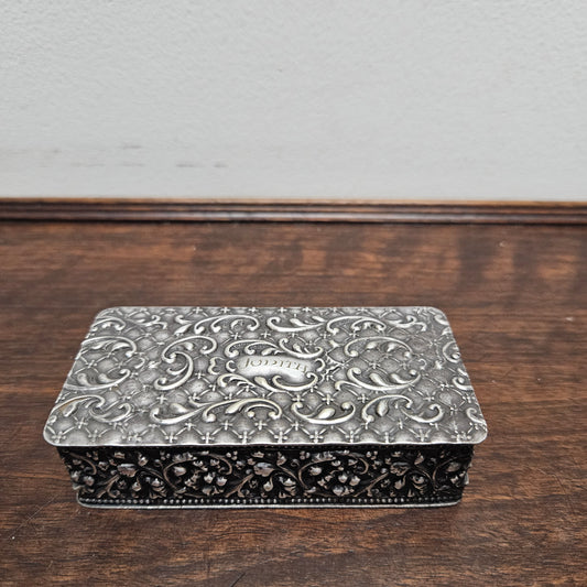 Victorian Silver Plated Filigree Decorated Trinket Box
