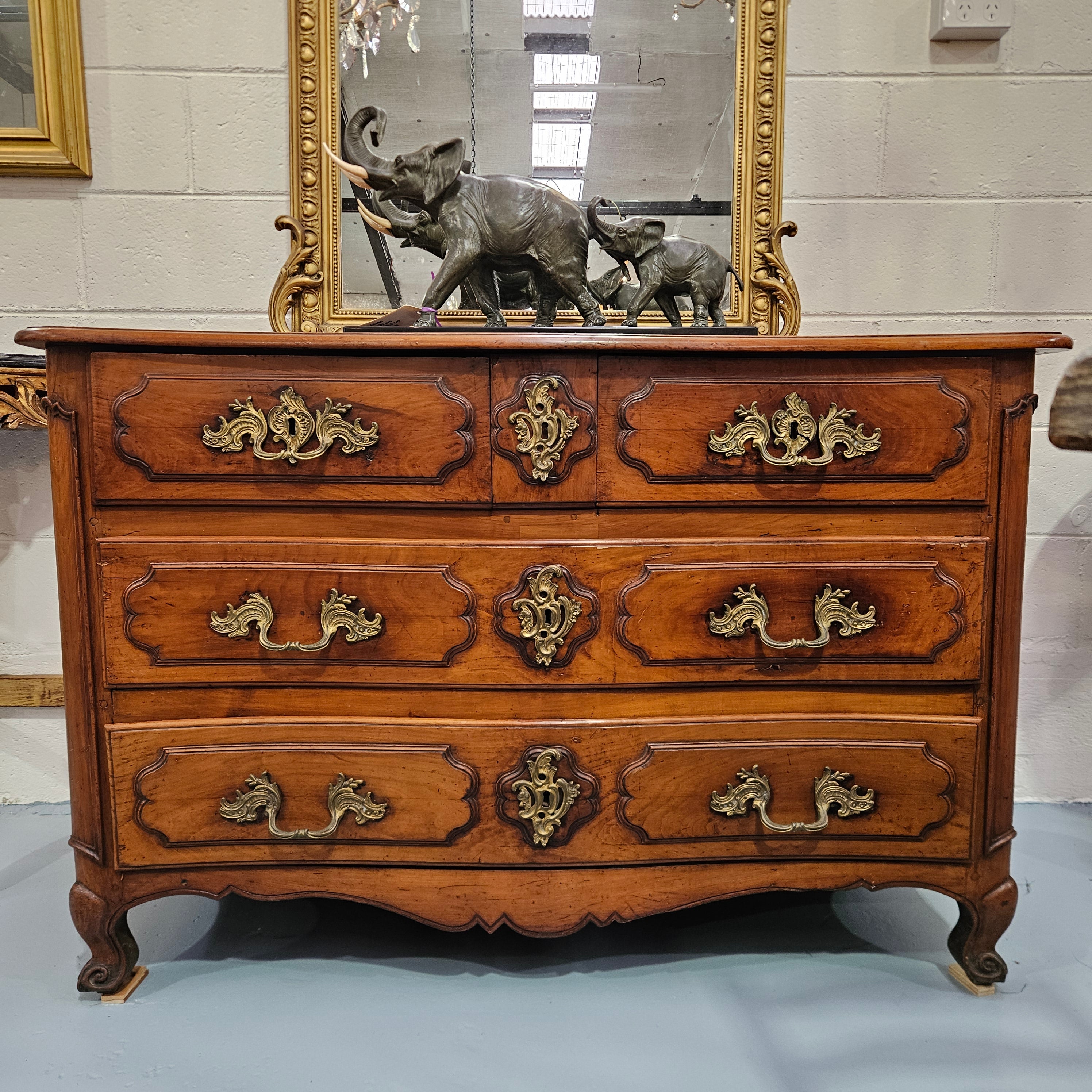 Mid-19th Century French Provincial Louis XV Style Fruitwood Commode