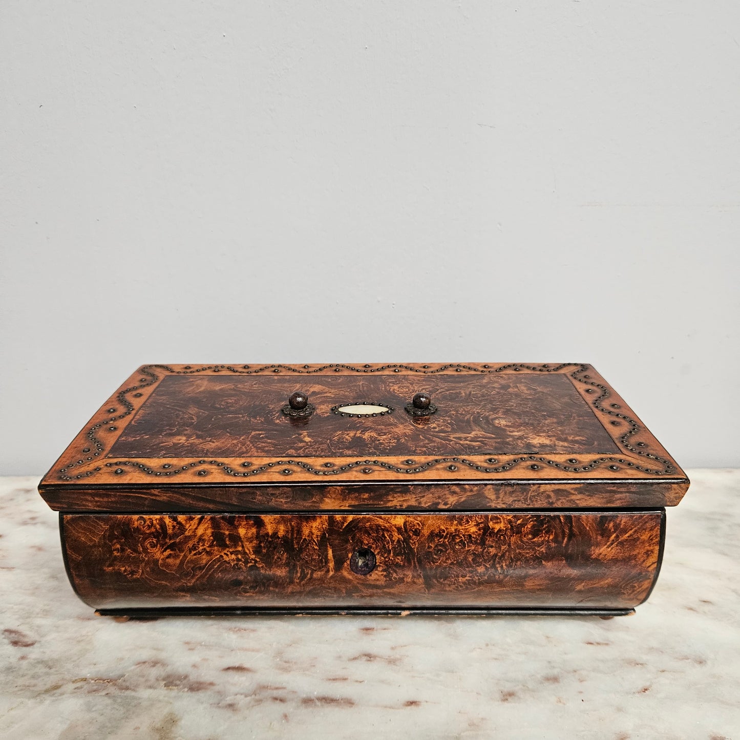 French Mulberry (Burl Ash) Trinket Box with Key