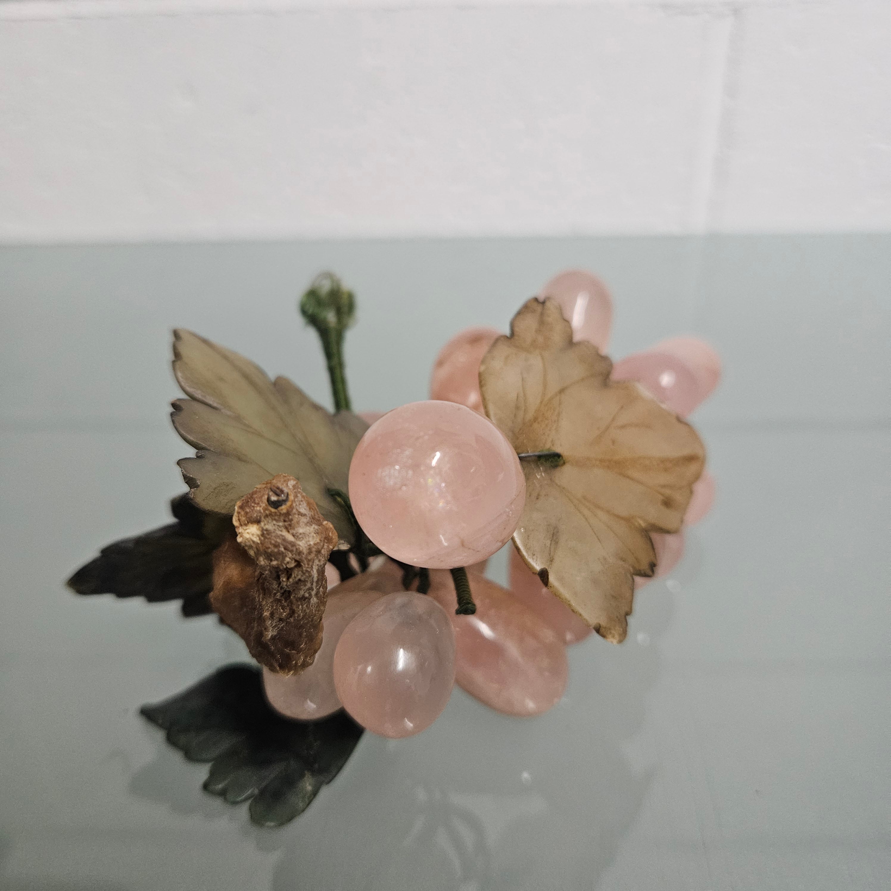 Vintage Cluster Of Pink Quartz& Jade Grapes & Leaves | Antique & Vintage | Moonee Ponds Antiques | Australia Wide Delivery