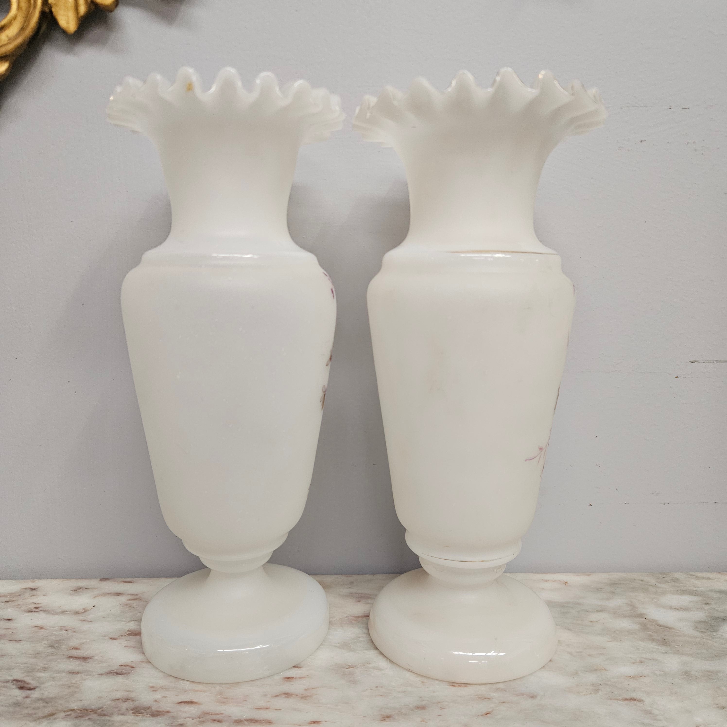Pair of Victorian Opaline Glass Vases | Antique & Vintage | Moonee Ponds Antiques | Australia Wide